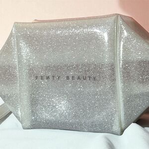 Fenty Beauty by Rihanna Silver Glitter Makeup Bag with Zipper